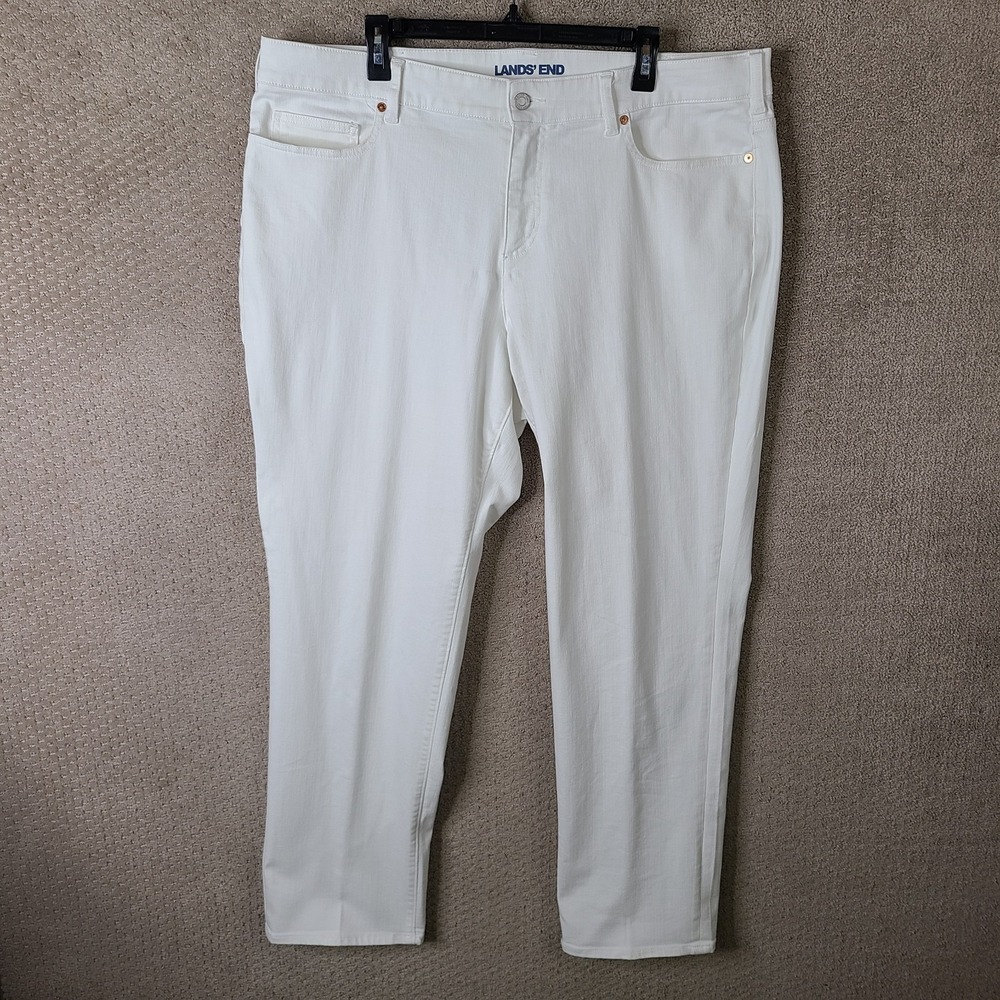 Lands End Jeans Womens 22W White‎ Straight Leg High Rise Denim Stretch